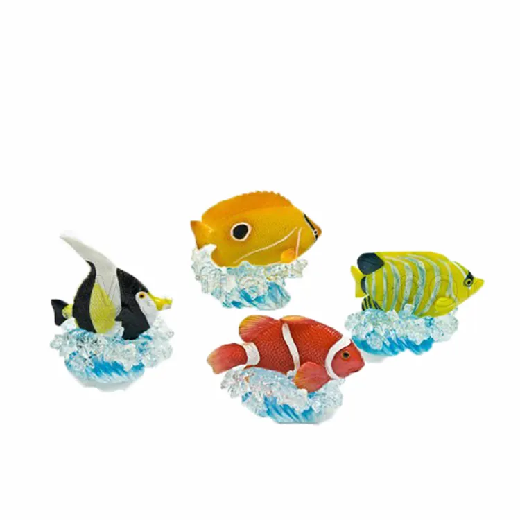 Miniatur Tema Ikan Laut Resin Kecil, Merah Kuning dan Warna-warni untuk Dekorasi Rumah