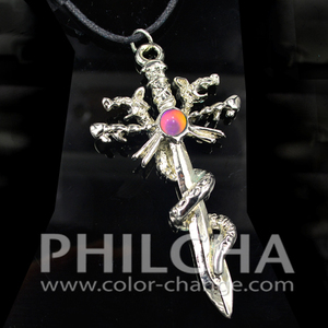 Philcha Thời Trang Hợp Kim Kẽm Đổi Màu Đôi Rồng Thanh Kiếm Tâm Trạng Vòng Cổ Dây Đen Đảng Tặng Trẻ Em Unisex - Product Image 4