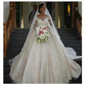 Classic Elie Saab Royal Long Tail Long Sleeve Ball Gown Wedding Dresses