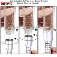 SANIPRO – pommeau de bain à main à jet de pierre à haute pression avec billes en céramique activées par ions négatifs, 3 modes réglables