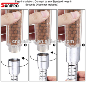 SANIPRO – pommeau <span class=keywords><strong>de</strong></span> <span class=keywords><strong>bain</strong></span> à main à jet <span class=keywords><strong>de</strong></span> pierre à haute pression avec billes en céramique activées par ions négatifs, 3 modes réglables - Product Image 4