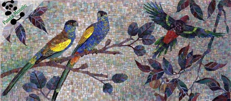中国製手作り鳥モザイクアート壁画 動物モザイクデザインガラス