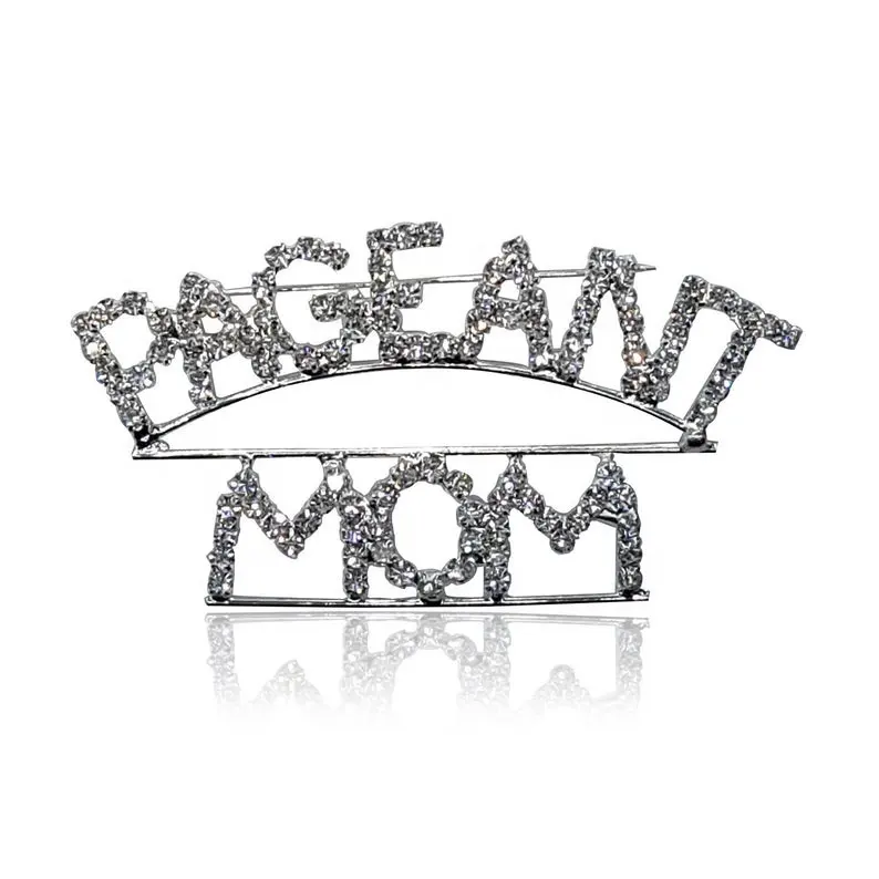 माँ के लिए अनुकूलित गहने <span class=keywords><strong>तांबा</strong></span> गिलास शब्द पत्र ब्रोच महिलाओं