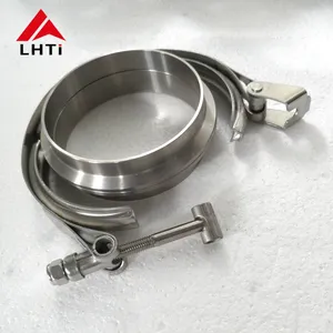 High quality 2.5inch 3inch 3.5 inch 4 inch gr2 titanium v band clamp set with flange for exhaust system