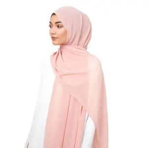 最新款头巾围巾2019穆斯林时尚奢华纯色头巾最优质穆斯林雪纺头巾围巾