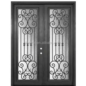 Fancy design wrought iron front door exterior entry metal doors