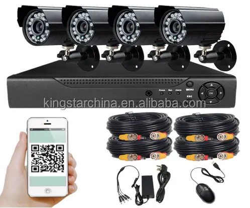 Çok Ucuz 4CH HVR kitleri AHD DVR CVR NVR Kitleri 4 ADET 720p AHD kameralar bağımsız Gözetim Güvenlik Kamera CCTV Sistemi