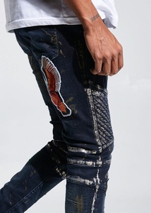 OEM Skinny destruido Crazy Jeans para hombres Biker Jeans Diseños de bordado floral Bordado para hombres Jeans estilos 126 - Product Image 6