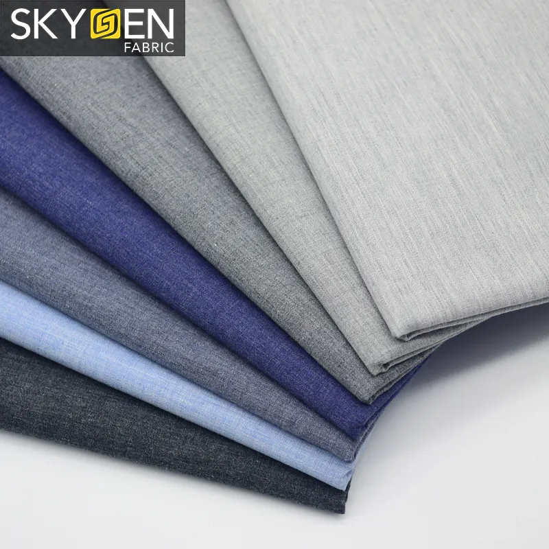 SKYGEN, высококачественные тканые мужские рубашки из меланжевого хлопка серого цвета