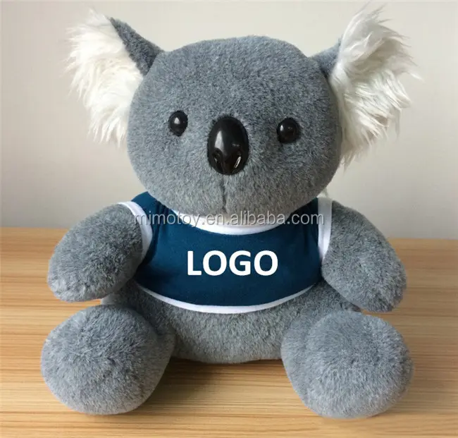 Barato logotipo personalizado, mascote de pelúcia macia do bebê, koala urso de pelúcia com t camisetas moda austrália urso, brinquedo de pelúcia