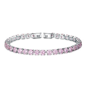 Elegante <span class=keywords><strong>Bracciale</strong></span> Sottile da Donna per Matrimonio, <span class=keywords><strong>Quarzo</strong></span> <span class=keywords><strong>Rosa</strong></span>, Cristallo Austriaco, Zirconia Cubica AAA, <span class=keywords><strong>Bracciale</strong></span> Tennis - Product Image 1