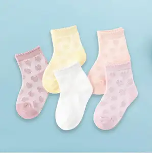 Bas d'été simples en maille pour enfants, 1 paire de bas antidérapants en coton pour bébé, chaussettes coréennes, vente en gros