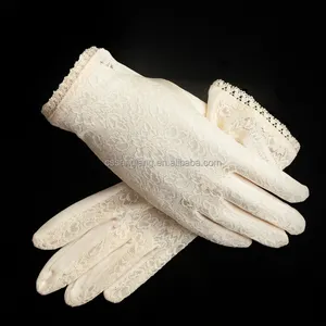 hot sale women bride washable white lace hand fashion silk glove for wedding