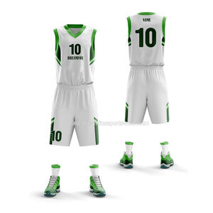 ออกแบบชุดบาสเก็ตบอลล่าสุด แบบสั่งทำ สีขาวและน้ำเงิน ราคาถูก ขายส่ง ชุดทีมบาสเก็ตบอลชาย ออกแบบชุดบาสเก็ตบอล กวางโจว - Product Image 1