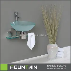 现代洗手盆设计钢化玻璃洗手盆与毛巾架便宜的浴室水槽