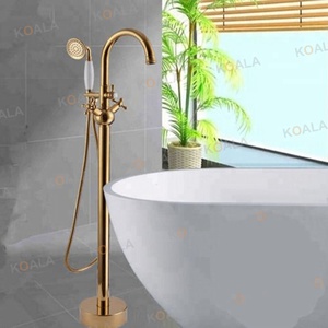 Grifos de baño independiente con <span class=keywords><strong>mezclador</strong></span> de <span class=keywords><strong>ducha</strong></span>, soporte libre de oro, de lujo, económico, de largo alcance - Product Image 5