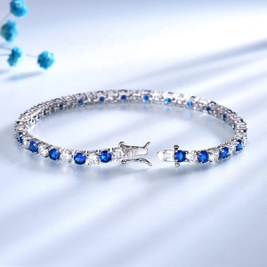 Pulsera de Zafiro Azul <span class=keywords><strong>Nano</strong></span> de Lujo para <span class=keywords><strong>Mujer</strong></span>, Plata de Ley 925, Joyería Romántica Clásica para Boda, Joyería Fina - Product Image 4