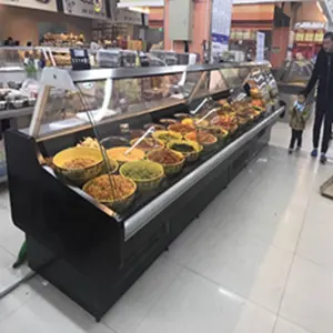 cooked supermarket deli display showcase/deli food showcse in factory direct sale