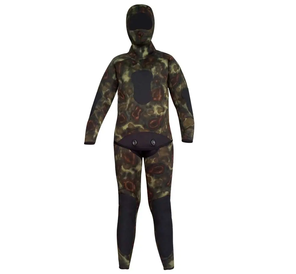 Custom Men Long Sleeve 2pieces camo spandex open cell neoprene spearfishing wetsuit Diving Suit Wetsuit