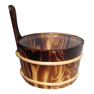 Alphasauna OEM Type Well Sale Carbonizing Wood Sauna Pail With PE Plastic Inner