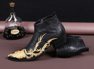 NA030 nuove scarpe in vera pelle da <span class=keywords><strong>uomo</strong></span> a punta <span class=keywords><strong>tacco</strong></span> <span class=keywords><strong>alto</strong></span> in metallo Ti <span class=keywords><strong>stivali</strong></span> da <span class=keywords><strong>uomo</strong></span> ricamati alla moda <span class=keywords><strong>stivali</strong></span> da <span class=keywords><strong>uomo</strong></span> - Product Image 3