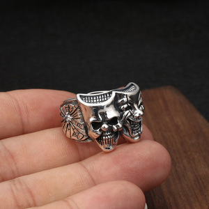 Anello da Uomo in <span class=keywords><strong>Argento</strong></span> Sterling <span class=keywords><strong>925</strong></span> con Teschio, Gioielli Hip Hop alla Moda - Product Image 2