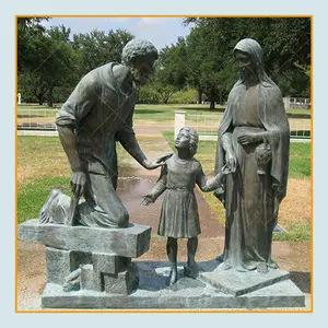 2024 새로운 도착 가톨릭 실물 크기 청동 예수 마리아와 요셉 동상의 거룩한 가족