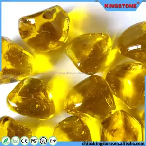 Kualitas menakjubkan kuning kaca gems untuk api lubang kerikil, batu lansekap kerikil batu, kerikil sungai kecil