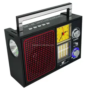 Rádio de tira tripla, com tocha led/relógio/usb/slot de cartão, venda imperdível