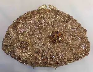 Женский кошелек розового цвета, вечерняя сумка-клатч с золотой цепочкой и кристаллами, с цветочным узором, пакистанский Свадебный клатч