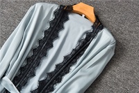 Robe de nuit sexy en satin pour femmes matures, nuisette bleue, tenue de nuit séduisante