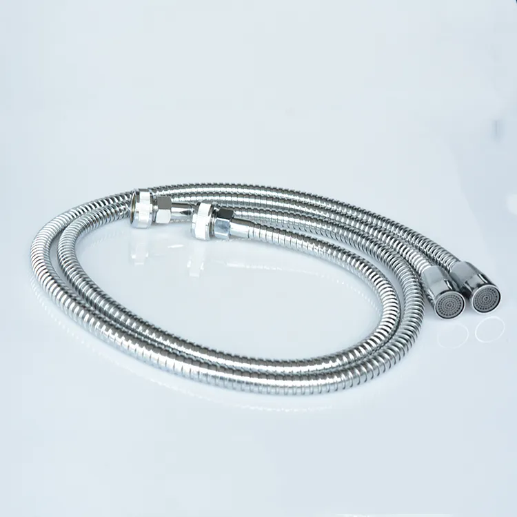 Customized chrome water saving double lock Stainless Steel shower hose pipe corrugated metal flexible hose