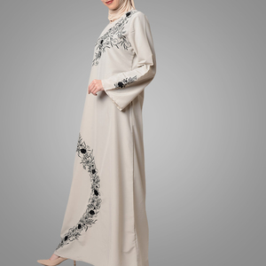 Dernier design Abaya contemporaine brodée en <span class=keywords><strong>voile</strong></span> Robe longue à manches longues <span class=keywords><strong>Kimono</strong></span> élégant Vêtements islamiques Abaya pour femmes musulmanes - Product Image 2