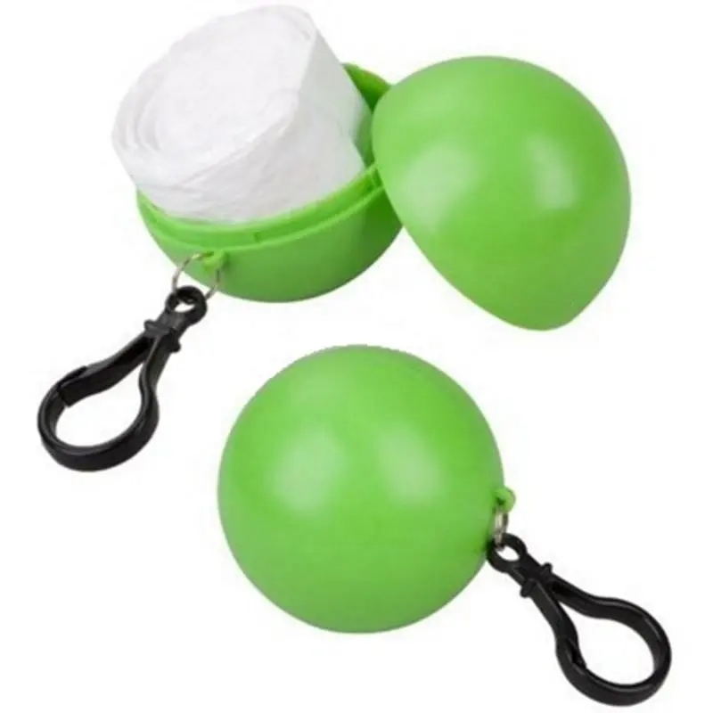 Regenmantel Ball Grün Einweg Regenmantel Tragbare Regen Abdeckung Poncho Regenbekleidung W/Schlüssel ring Für Regnerischen Tag