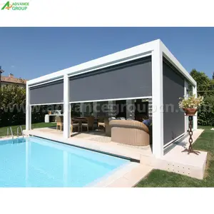Motor Operating Movable Louver Pergola Roof With Side Screen