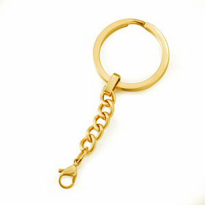 Bán Buôn Màu Thép Không Gỉ Chia Vòng Chìa Khóa Với Chuỗi Kim Loại Móc Chìa Khóa - Product Image 3