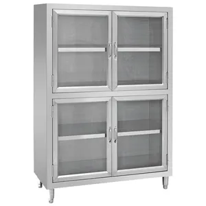 CosBao upright stainless steel kitchen display storage cabinet with gauze hinged doors BN-C15
