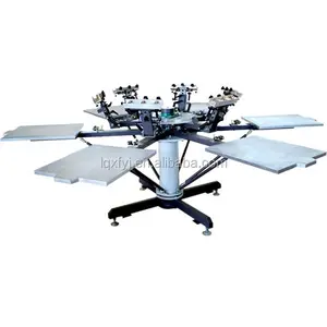 6 color six station manual rotary serigraph printing machine for t shirt