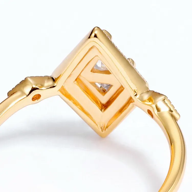 CARLIDANA Luxury Gold Color Plated Crystal Ring Geometric V Charm Rings for Women Stainless Steel