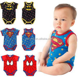 Sin mangas al por mayor recién nacido mono del bebé roomper sets impreso superman/Spiderman - Product Image 1