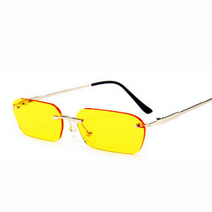 Wholesale Trendy Retro Men Women Square Sun Glasses Red Yellow <strong>Blue</strong> <strong>Lens</strong> Rimless Small Rectangle <strong>Sunglasses</strong> Women - Product Image 3