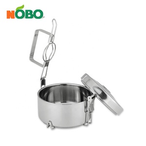 NOBO Zum Mitnehmen Edelstahl Lebensmittel Träger Isolierte Tripple Stapeln 1/<span class=keywords><strong>2</strong></span>/3/4 Tier Indischen Tiffin Für Familie Camping - Product Image 4