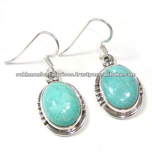 Pierres précieuses indiennes argent sterling 925, bijoux turquoises tibétaines - Product Image 1