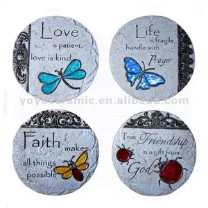 Garden Decoration Resin Stepping Stone Memorial Stone with Butterfly and Words