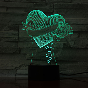 Dropshipping Trái Tim Tình Yêu Hình Dạng <span class=keywords><strong>3D</strong></span> Hình Ảnh Bóng Đèn Ảo Ảnh Quang Học Đầy Màu Sắc Kỳ Nghỉ LED Ánh Sáng Ban Đêm Đèn Cho Đám Cưới Hoặc Vale - Product Image 3