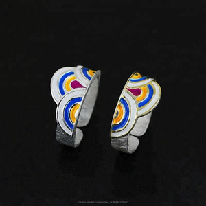 Unici fatti a mano Rosy Nube 925 d'argento dello smalto anello - Product Image 4