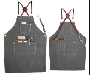 Tablier en jean imperméable avec sangle, pour barista, barbier, jardinage, travail floral, tablier personnalisé en toile - Product Image 2