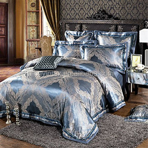 유럽식 고급 새틴 실크 코튼 호텔 아름다운 절묘한 맞춤형 자카드 침구 세트 침대 시트 이불 커버 세트 - Product Image 2