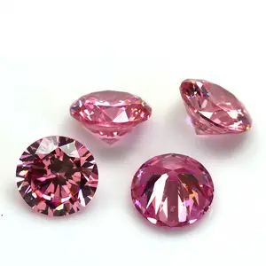 2.0毫米钻石切割合成粉红色 CZ 松散宝石