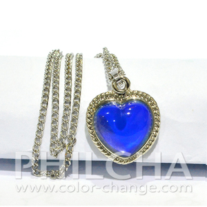 Collar con Colgante de Piedra de humor de corazón que cambia de Color de aleación de Zinc de estilo Vintage, regalo de cadena de 18 "para mujeres y niños - Product Image 2